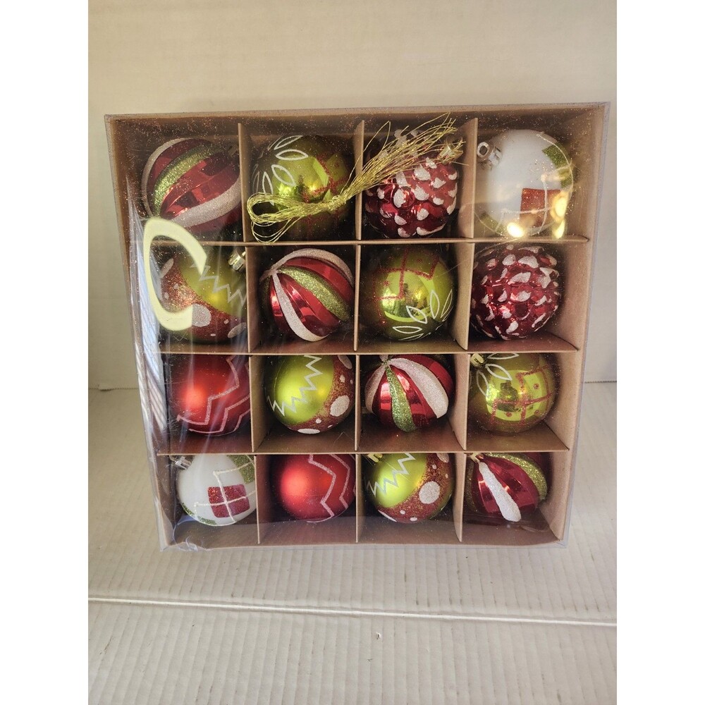16PCS Christmas Balls Decorations Painted Baubles Xmas Tree Hanging Ornaments